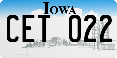 IA license plate CET022