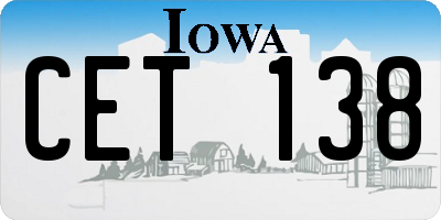 IA license plate CET138