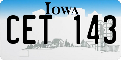 IA license plate CET143