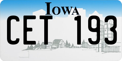 IA license plate CET193