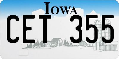 IA license plate CET355