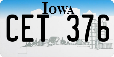 IA license plate CET376