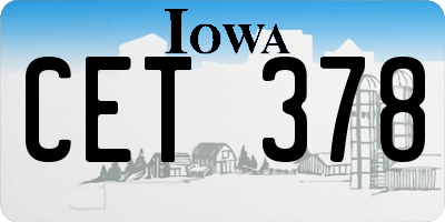 IA license plate CET378