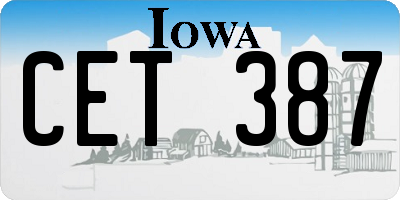 IA license plate CET387