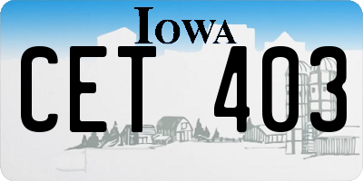 IA license plate CET403