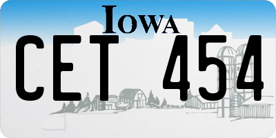 IA license plate CET454