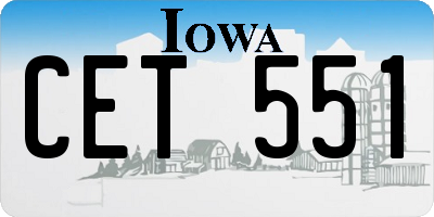 IA license plate CET551