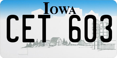 IA license plate CET603