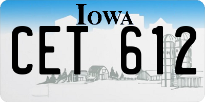 IA license plate CET612