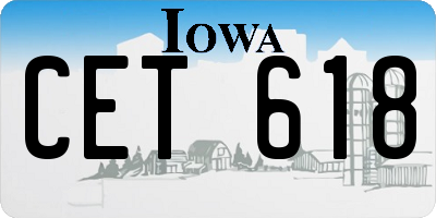 IA license plate CET618