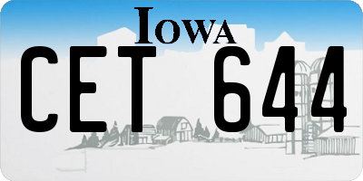 IA license plate CET644