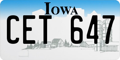 IA license plate CET647