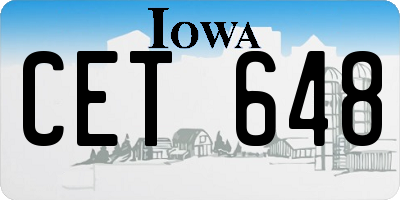 IA license plate CET648