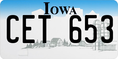 IA license plate CET653