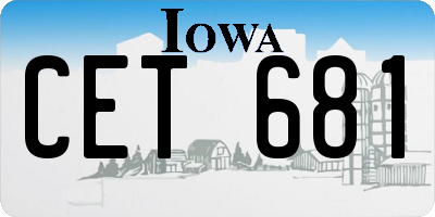 IA license plate CET681