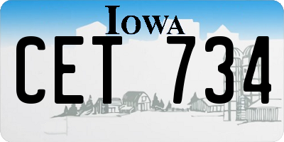 IA license plate CET734