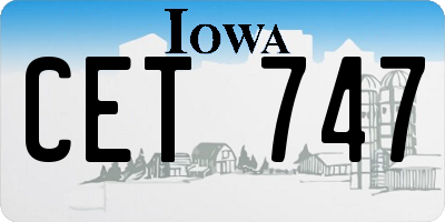 IA license plate CET747