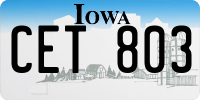 IA license plate CET803