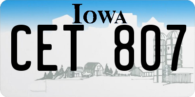 IA license plate CET807