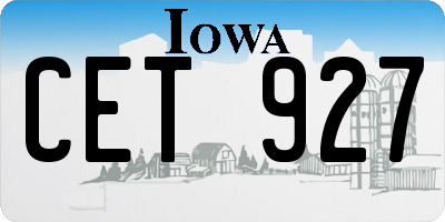 IA license plate CET927