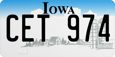 IA license plate CET974