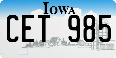 IA license plate CET985