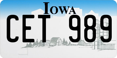 IA license plate CET989