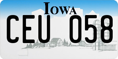 IA license plate CEU058