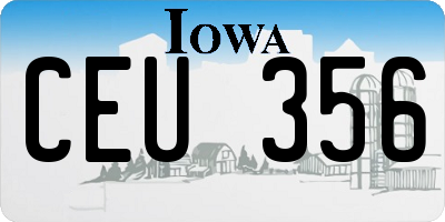 IA license plate CEU356