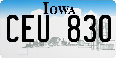 IA license plate CEU830
