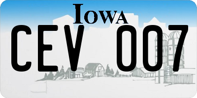 IA license plate CEV007