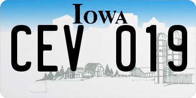 IA license plate CEV019