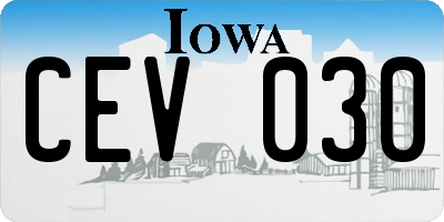 IA license plate CEV030