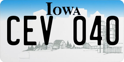 IA license plate CEV040