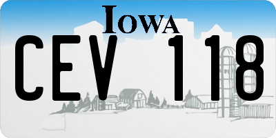 IA license plate CEV118