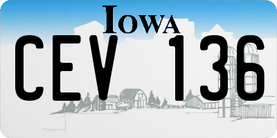 IA license plate CEV136