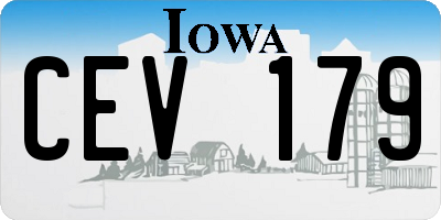 IA license plate CEV179