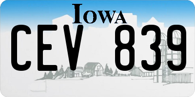 IA license plate CEV839