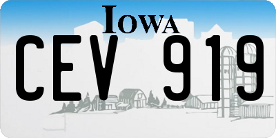 IA license plate CEV919