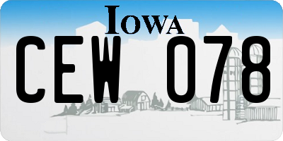 IA license plate CEW078