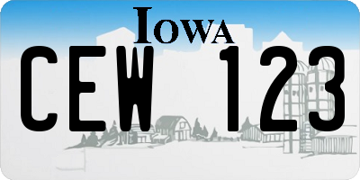 IA license plate CEW123