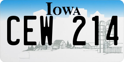 IA license plate CEW214
