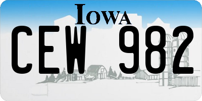 IA license plate CEW982