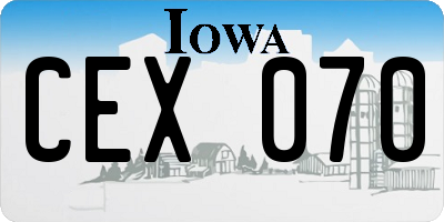 IA license plate CEX070