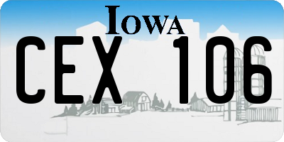 IA license plate CEX106