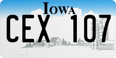 IA license plate CEX107