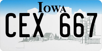 IA license plate CEX667