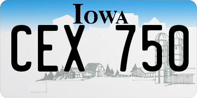IA license plate CEX750