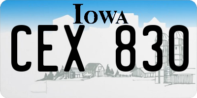 IA license plate CEX830