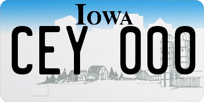 IA license plate CEY000